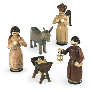 Heilige Familie: Maria, Josef, Engel u.Esel